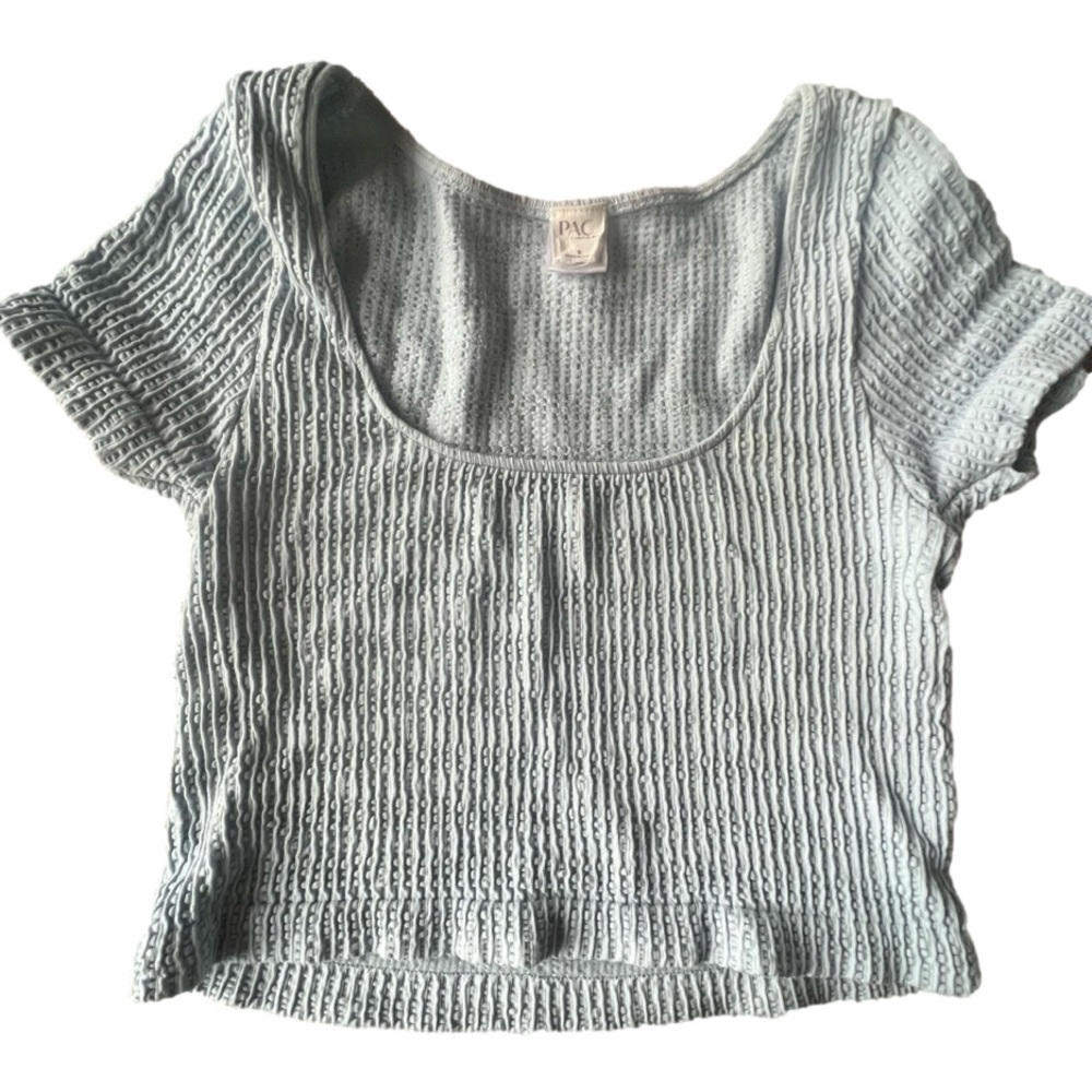 PAC cares Pacsun ribbed textured cropped light blue scoop neck short sleeve S